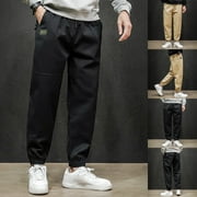 pstuiky Cargo Pants For Men, Solid Color Straight Type Loungewear Baggy Multiple Pockets Work Pants For Men Flash Deals Black L